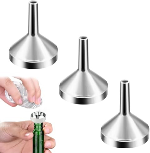 3 PCS Small Funnels for Filling Bottles, Mini Metal Funnels, Small Funnel Set, Silver Aluminium Mini Funnel, Stainless Steel Funneling for Essential Oil, Spices, Flask