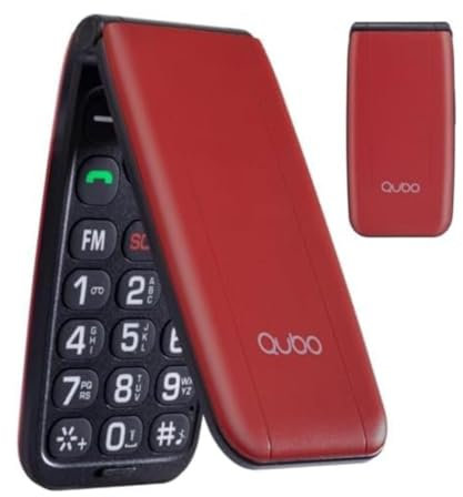 Qubo GSM Telefono Cellulare per Anziani,Flip Telefoni Cellulari Tasti Grandi,Volume alto,Funzione SOS,2.4,Contatti con Immagini,Chiamata Rapida,Cellulare anziani Rosso