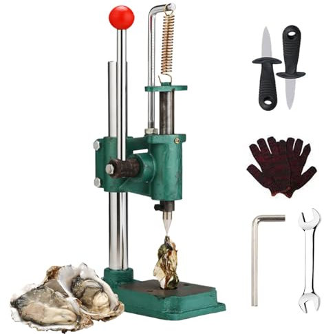 Máquina abridora de almejas para ostras, descascaradora de ostras Ajustable Manual, Mango Que Ahorra Mano de Obra/Base fundida/fácil de operar, Abre rápidamente la ostra con 2 Cuchillos descascarar