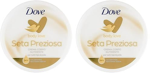 Dove, Crema Corpo Seta Preziosa, Crema Corpo Nutriente per Tutti i Tipi di Pelle, Pelle Morbida e Liscia Effetto Seta per 24h, con Ceramide Restoring Serum, Dermatologicamente Testata, 300ml, 1 item
