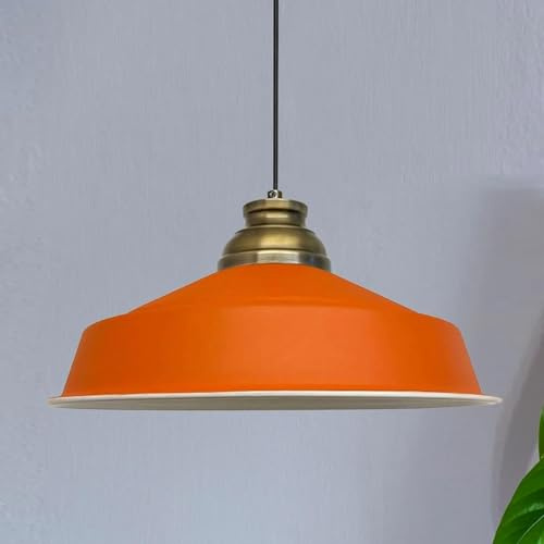 bamyum Asletl Hängelampe Esstich Ø41 cm, Pendelleuchte Vintage, Hängelampe Industrial aus Metall E27, Wohnzimmerlampe Hängend Vintage, Pendelleuchte Esstisch und Wohnzimmer, Küchenlampe Orange