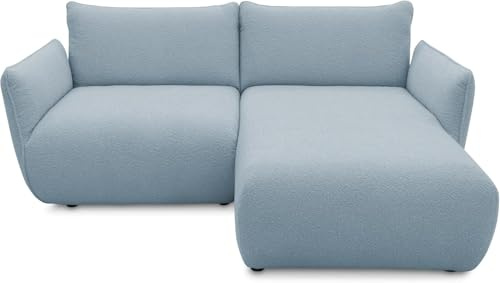 DOMO. collection Ecksofa Minas, kleines Modulsofa in L-Form mit Taschenfederkern und attraktiver Biese-Naht, Sofa, Polsterecke, Eckcouch 194 x 168 x 79 cm (BxTxH), hellblau | Longchair rechts klein mit Taschenfederkern, modernes Modulsofa in L-Form mit Biese-Naht, 194 x 168 x 79 cm (BxTxH)