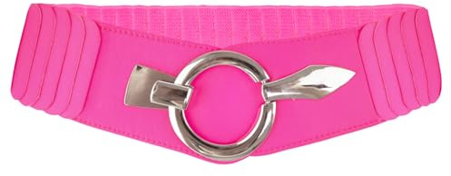 Glamexx24 elastiskt dammidjebälte 6 cm brett höftbälte med silverring (midjebredd 75 cm–110 cm), Rosa 18905a19, Taillenweite 75cm-110cm