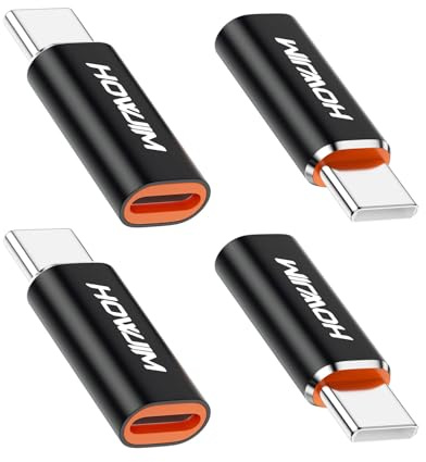 HOWJIM Adaptateur 8-Pin vers USB C Lot de 4,Charge Rapide pour Phone 16/17 | Transfert de Données pour Phone 15 Pro Max Pad Pro Smartphone,Non Compatible avec Les Écouteurs/OTG/Clé USB/Pencil Noir