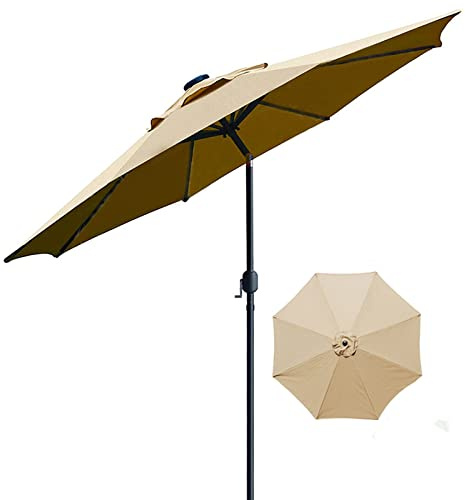 WOTZOV Parasol d'extérieur, Parasol décoratif, Protection Solaire, Protection Coupe-Vent, pour Jardin, terrasse, Plage, Table de Billard, Parasol inclinable，Beige