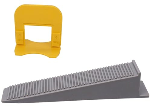 SKIR'CO Sistema di livellamento per piastrelle, cunei di livellamento con distanziatori da 4 mm, clip di livellamento e cunei per piastrelle (40 pezzi)