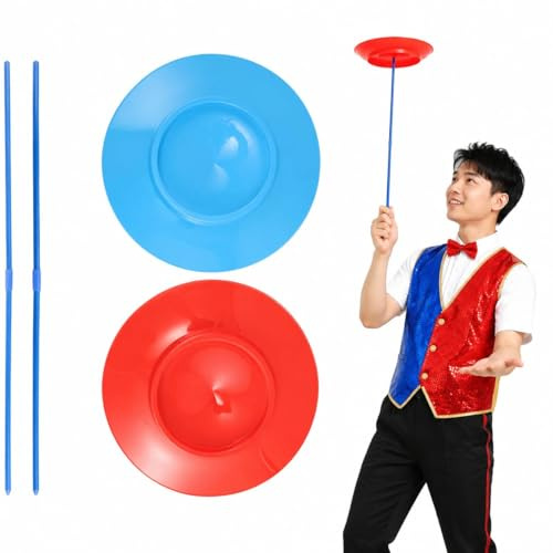 SUPVOX - Juego de 2 platos de malabares con palos, accesorios de rendimiento para adultos y muchachas para juegos y fiestas de chico, niña, diseño elegante y resistente