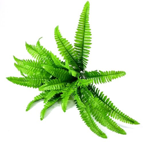 Hojas artificiales de helecho persa, arbustos de plástico realistas, hojas de helecho falsas para bodas, centros de mesa de jardín (24 hojas)