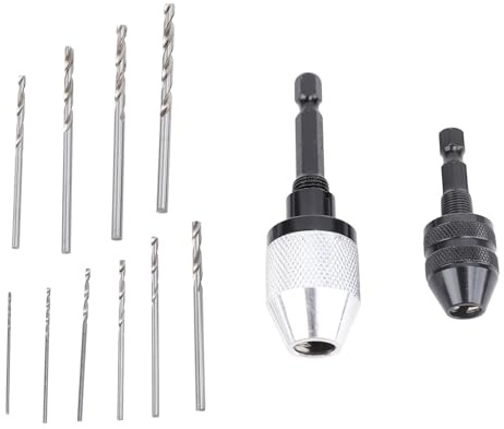 Drill Chuck Adapter, 2PCS Keyless Drill Chucks with 10PCS Bits - 1/4 Inch Hex Shank Adapters for Impact Drills, Cordless Screwdrivers, and Automotive Repairs