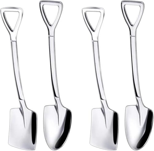 10 Pcs Silver Superior Dessert Spoon Set, 4.8 Shovel Shape Stainless Steel Spoons, Ice Cream Fruit Spoon for Home, Kitchen or Restaurant Dessert Spoons