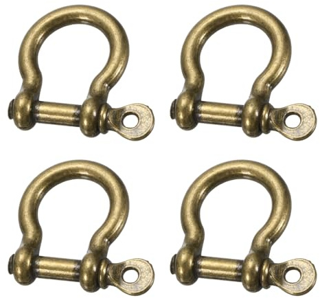 sourcing map Grillo a vite, 8,5 mm, in lega di zinco, anello a D, tipo U, giunto a vite per portachiavi, portachiavi, bracciale, pelle, fai da te, confezione da 4, bronzo scuro