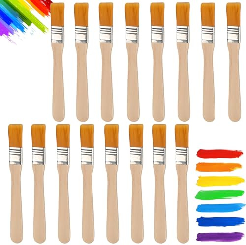 16PCS Small Paint Brush Set,Flat Paint Brush Painting Tools,Soft Bristle with Wood Handle for Paint,Pai/nt Brush Set for Walls,Professional Wooden Handle Pai/nt Brush Set,Pai/nt Brushes for Pai/nting