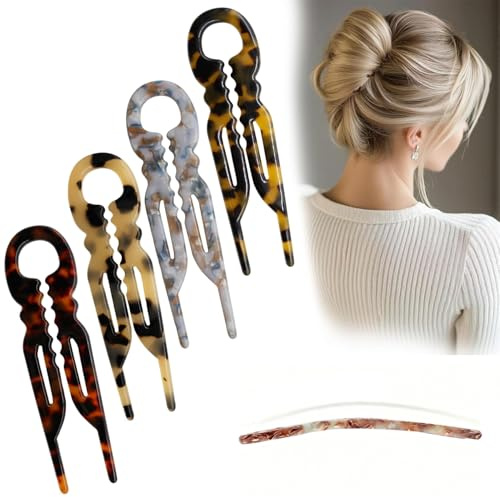 Prestige French Hair Pins - Serrated Anti-Slip Design, Curved Angle for Better Head Fit, New Elegant Hair Accessories for Women, Suitable for All Hair Types（4pcs）