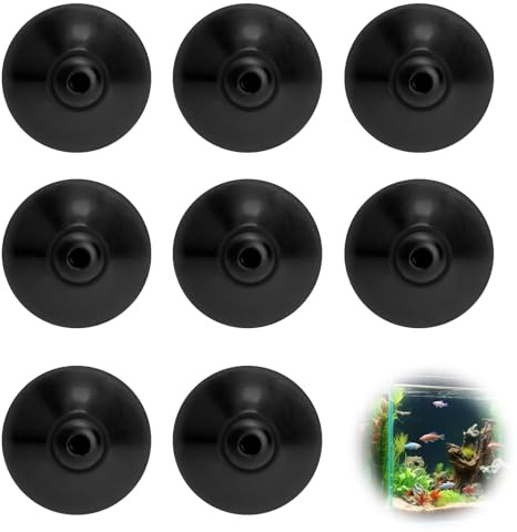 FIUTEKO 8 Pezzi Ventosa per Acquario 28mm Nera Set Ventose Flessibili per Riscaldatore, Pompa Aria, Tubo CO2 Clip Acquario Universale Ricambio per Eheim Accessori Acquario