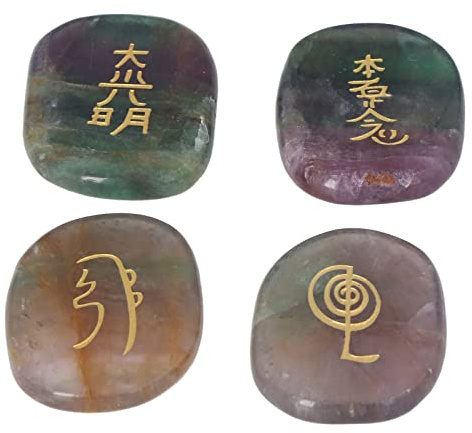 Xiuganpo Piedras de Equilibrio Reiki, Piedras de Chakra Pulidas con Brillo Vivo para Meditación Curativa, 4 de Cristal del Tamaño de la Palma para Viajar