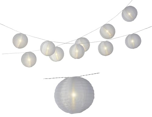 LED Lichterkette mit 15 Lampions Outdoor 7m - Außenlichterkette mit Netzkabel und Trafo für Garten & Balkon - Beleuchtung Außen hängend Gartendeko - Gartenbeleuchtung Partylichterkette - Warmweiß