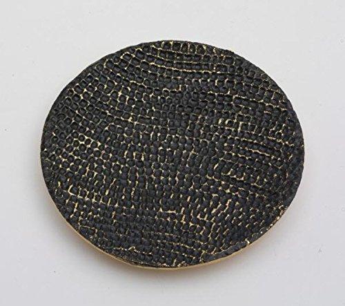 Kerzenteller, Dekoteller aus Alu in Wabenstruktur Schwarz/Gold, Durchmesser 12 cm