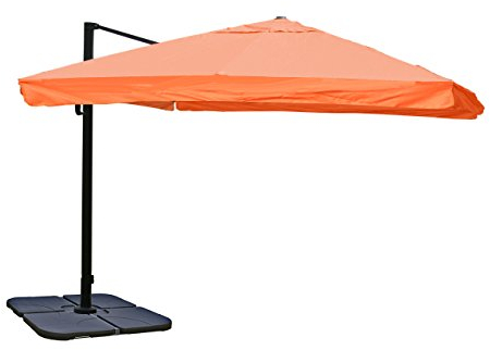 Mendler Ampelschirm HWC-A96, Sonnenschirm Gastronomie 3x3m (Ø4,24m) Polyester/Alu 23kg Flap mit Ständer - terracotta