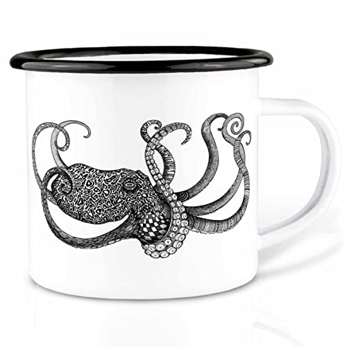 Ligarti Emaille Tasse | handveredelter Becher | Design Mug | Maritim | Meerestiere