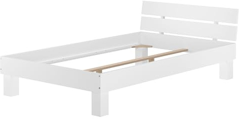 Erst-Holz®Einzelbett Buche-Bettgestell Weiß Massiv 120 x 200 Bettrahmen