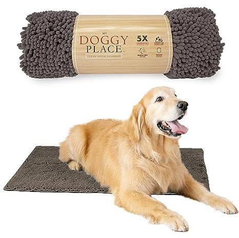 My Doggy Place Dog Mud Mat, 36x26 Ash – Thick Microfiber Entry Rug for Snow, Mud & Salt – Absorbent, Quick-Dry, Washer-Safe & Non-Slip, Large