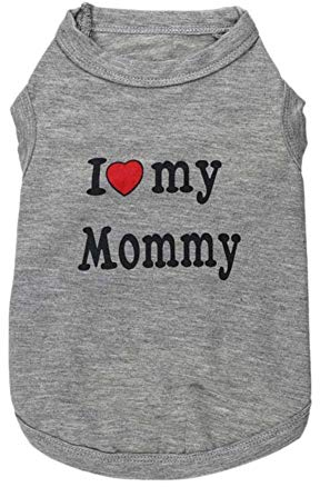 Pet Dog T-Shirt I Love My Daddy Mommy Vest Gift Costume Clothes for Small Puppy Cat Kitten Yorkshire Chihuahua Poodle Teacup Terrier Rabbit Baby Dogs (XL, Grey-M)