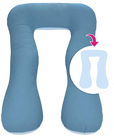 Amilian Schwangerschaftskissen zum Schlafen Lagerungskissen Seitenschläferkissen Ink.Bezug Erwachsene Baby Bed universell groß TYP A Pregnancy Pillow bodypillow Blau Hellblau