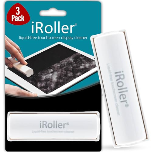 iPad Screen Cleaner by iRoller - Pack of 3 - No Need for Spray or Wipes, Liquid Free - Reusable & Washable -Portable Phone Screen Cleaner for Touchscreen- Ideal for Smartphone, Macbook, Monitor - 3.5