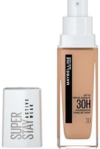 Maybelline New-York – Flüssiger Teint, langanhaltend, ohne Übertragung, hohe Deckkraft – Superstay Active Wear 30h – Farbton Sand (30) – Inhalt: 30 ml