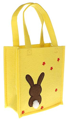MACOSA AS8003/GEH Oster-Geschenktasche Hase Filz Gelb 20 cm Filztasche Ostertasche mit Henkel Ostertüte Tasche Osterfilztäschchen Kinder Erwachsene (Gelb)