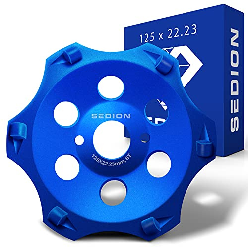 SEDION® PCD Mola a tazza diamantata 125mm x 22.23 - Disco diamantato a 6 segmenti di qualità superiore - disco da rettifica aggressivo e veloce - mola a tazza ad alta asportazione