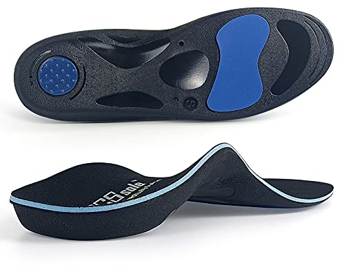 PCSsole Orthotic High Arch Support Insoles, Gel Sport Insert for Flat Feet, Plantar Fasciitis, Feet Pain, Over Pronation, Work Boots for Men and Women, Black M