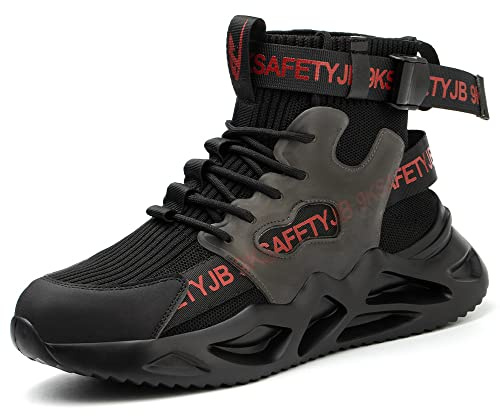 Nasogetch Chaussures de Sécurité Hommes Femmes Legere Confortable Basket de Securite Antidérapante Embout Bottes de Travail Noir EU 42