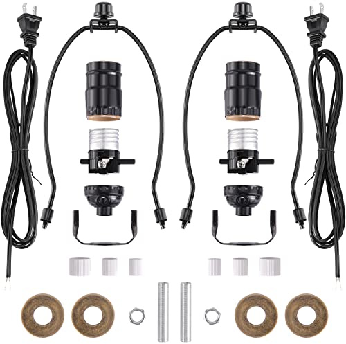 Canomo 2 Sets Black Lamp Wiring Kit Includes All Adapters and Side Hole Lamp Socket Allow You to Make a Unique Bottle Lamps
