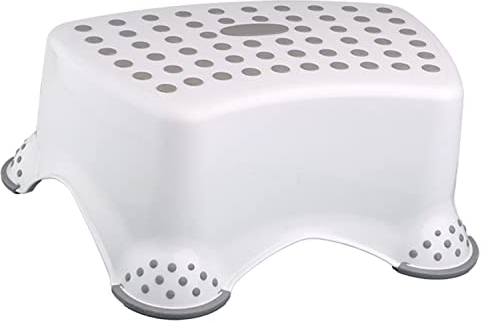 DIVCHI Kids Step Stool for Toilet Training Plastic Anti-Slip Bathroom Foot Stool with Rubber Feet & Dots for Toddlers Potty Training & Kitchen Sink (White)