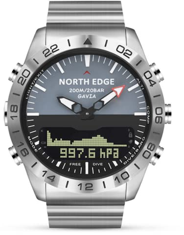 CakCity Analog Digital Watches for Men Pilot Watch with Stainless Steel Band Digital Men Watch Waterproof Diving Watch Altimeter Compass Outdoor Sport Watch 20ATM
