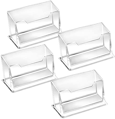 Dtoterul Visitenkartenhalter 4 Stück Visitenkartenständer Cryl Visitenkarten Aufsteller Visitenkarte Tischständer Visitenkarten Aufsteller Transparent Kartenhalter für Ausstellung Zuhause Büro