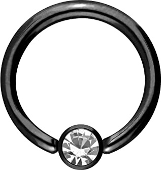 PIERCINGLINE Chirurgenstahl Klemmkugelring DISC + KRISTALL BCR Piercing Nase Ohr Farb & Größenauswahl