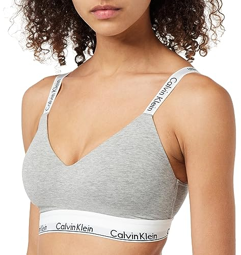 Calvin Klein Women's Lght Lined Bralette (Full Cup), Grey Heather, L