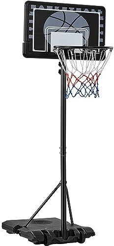 Yaheetech Panier de Basket Extérieur Portable Réglable en Hauteur 219-249 cm Panier de Basket sur Pied à roulettes avec Base de Lestage Panneau Arrière Robuste Noir