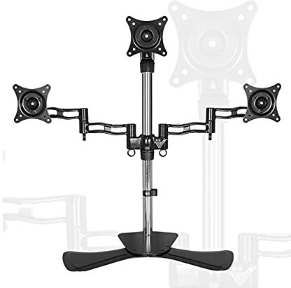 CAZARU Monitorhalterung Dreifache Monitorständerhalterung 15-27 Monitor-Tischhalterung aus Aluminiumlegierung Höhenverstellbare VESA-Halterung, hält bis zu 15,4 lbs, 3 Installationsmethoden