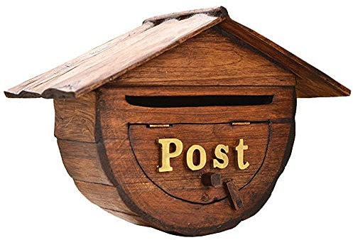 Wand-Briefkästen aus Holz, kreativer Outdoor-Home-Briefkasten, Wand-Briefkasten, Allzweckbox, Villa-Türkasten für Briefe (Farbe: Braun, Größe: 39 x 26 x 16 cm) (Braun 39 x 26 x 16 cm)