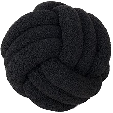 Mineliste Plüsch-Kisse Knotenkissen Knot Kissen Kopf-Kissen Inkl Füllung Nordische Kleines Deko-Kissen Bett Zimmer Dekor Spielzeug Geknotetes Kissen für Sofa Bett Dekorativ,Schwarz,22cm