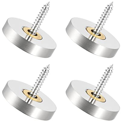 QUARKZMAN 4PCS 25mm Miroir Vis Cache Vis Brossé Décoratif Capuchons Argent | Couvercle Attaches pour Décoratif Miroir et Signe Publicité Quincaillerie, Inoxydable Acier