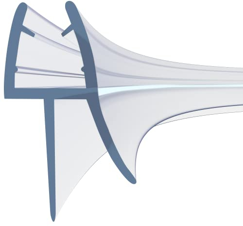 HNNHOME 100cm Pre-Curved Rubber Plastic Bath Shower Screen Seal Strip for 6-8mm Curved Glass Door and Enclosure Up to 20mm Gap (Curve x 1)