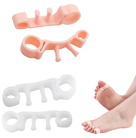 Zehenspreizer Zehenschutz Hallux Valgus Korrektur Großer Kleiner Zeh Toe Spacer Separator Zehentrenner Silikon Socken, 4 Paare