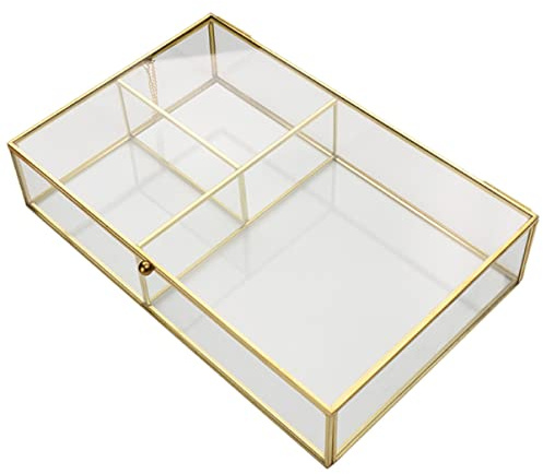 MAGICLULU Box Desktop Storage Box Makeup Organiser Mirror Glass Necklace Organizer Stand Desk Vanity Jewelry Glass Makeup Container Jewelry Holder Wedding Jewelry Lipstick