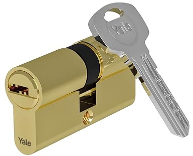 Yale Cilindro europeo 1000 PLUS Serie 30/40 mm Ottone lucido Doppio cilindro, con 5 chiavi incluse per garantire massima sicurezza, ideale per porte blindate e porte d’ingresso