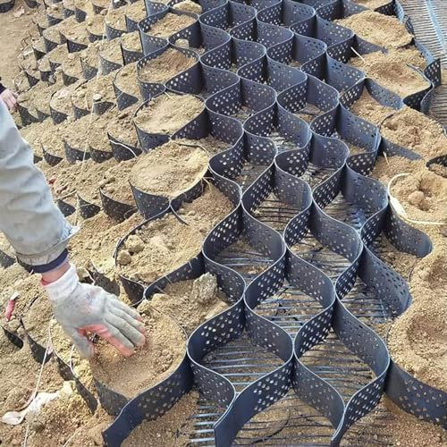 HSF Ground Grid Permeable Paver System, 2in Thick Gravel Stabilization Grid, Sand Soil Retention Grid for Greenhouse, Turf Lawn, Driveways (Size : 3m x 6m (10ft x 19.5ft))