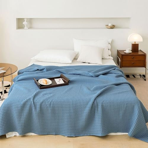 SUNMME Baumwolle Decke,Überwurf für Sofa Bett,Weiche Waffelpique Tagesdecke,Atmungsaktiv,Geeignet für alle Jahreszeiten,Mehrere Farben und Größen verfügbar